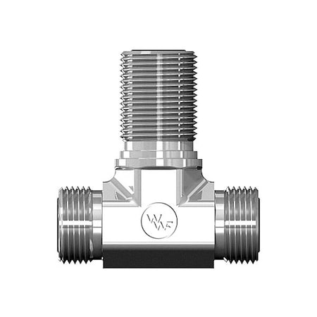 World Wide Fittings Male Flat Face O-Ring to Male Flat Face O-Ring to Male Flat Face O-Ring Bulkhead Branch Tee 4725X08X08X08